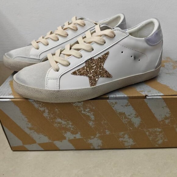 Golden Goose White and Silver Superstar Sneakers - Picture 3 of 10